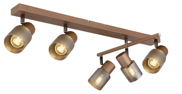 Globo Satella E14 Strahler 5-fach 40W Kaffeefarben Matt, Metall Ø7cm 54314-5