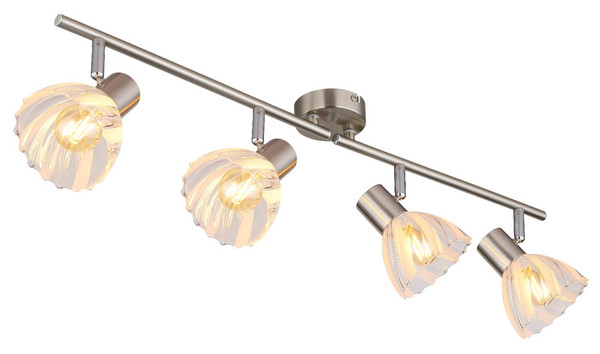 Globo Strahler Zachery 4-flammig E14 Nickel matt Metall Glas 70x19cm