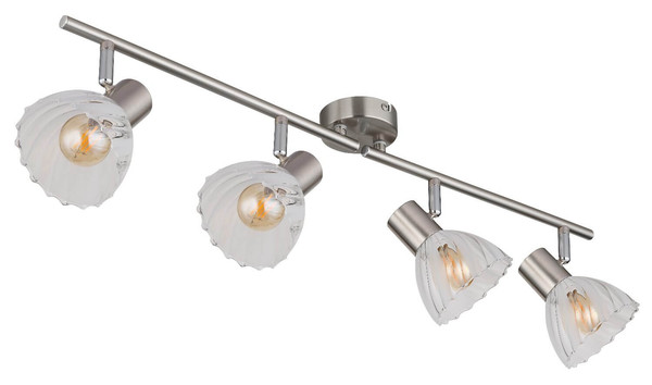 Globo Strahler Zachery 4-flammig E14 Nickel matt Metall Glas 70x19cm