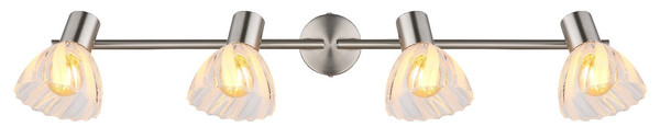 Globo Strahler Zachery 4-flammig E14 Nickel matt Metall Glas 70x19cm
