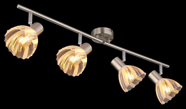 Globo Strahler Zachery 4-flammig E14 Nickel matt Metall Glas 70x19cm
