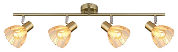 Globo Strahler Zachery 4-flammig E14 Messingfarben matt amber Metall Glas 70x19cm