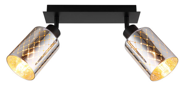 Globo Alonso E27 Strahler 2-fach 40W Schwarz Matt, Metall Ø9cm 54316-2