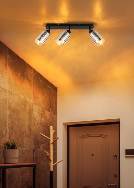 Globo Alonso E27 Strahler 3-fach 40W Schwarz Matt, Metall Ø9cm 54316-3