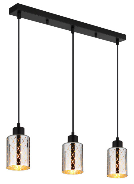 Globo Alonso E27 Hängeleuchte 3-fach 40W Schwarz Matt, Metall Ø9cm 54316-3H