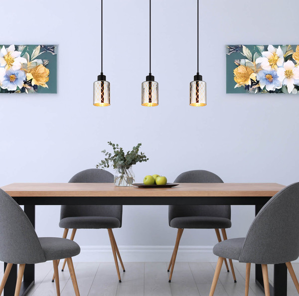 Globo Alonso E27 Hängeleuchte 3-fach 40W Schwarz Matt, Metall Ø9cm 54316-3H