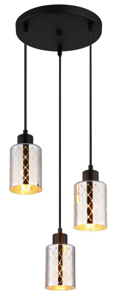 Globo Alonso E27 Hängeleuchte 3-fach 40W Schwarz Matt, Metall Ø9cm 54316-3HR