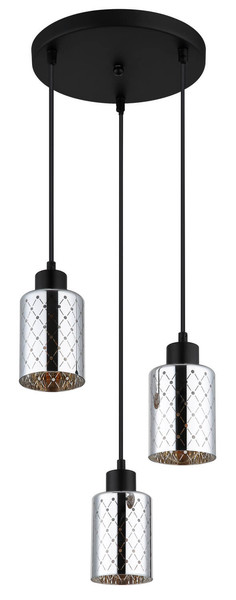 Globo Alonso E27 Hängeleuchte 3-fach 40W Schwarz Matt, Metall Ø9cm 54316-3HR