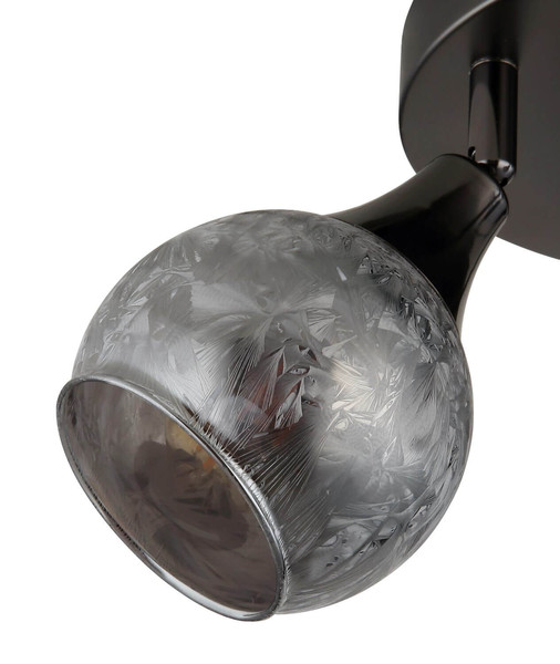 Globo Strahler Frosta 3-flammig E14 Schwarz-chrom matt rauchfarben Metall Glas geeist Ø32cm