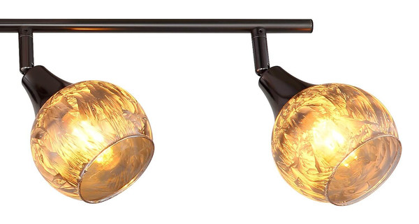 Globo Strahler Frosta 4-flammig E14 Schwarz-chrom matt rauchfarben Metall Glas geeist 70x19cm