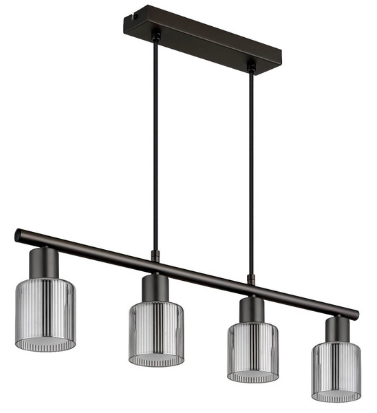 Globo Pendelleuchte Villegas 4-flammig E14 Schwarz-chrom matt verchromt Metall Glas 120x62cm