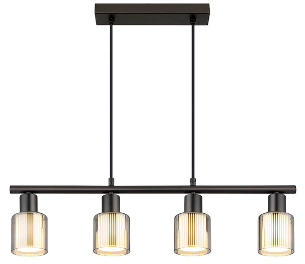 Globo Pendelleuchte Villegas 4-flammig E14 Schwarz-chrom matt verchromt Metall Glas 120x62cm
