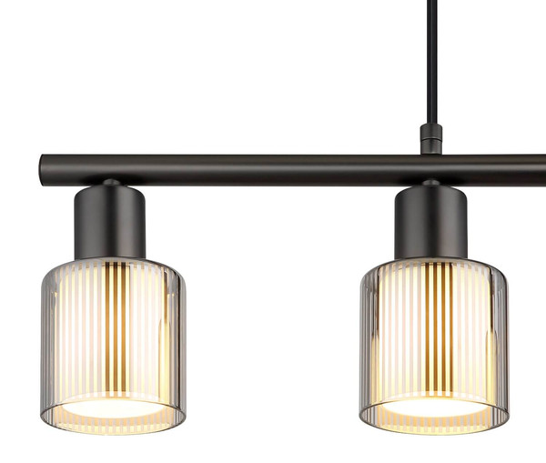 Globo Pendelleuchte Villegas 4-flammig E14 Schwarz-chrom matt verchromt Metall Glas 120x62cm