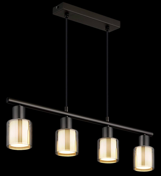 Globo Pendelleuchte Villegas 4-flammig E14 Schwarz-chrom matt verchromt Metall Glas 120x62cm