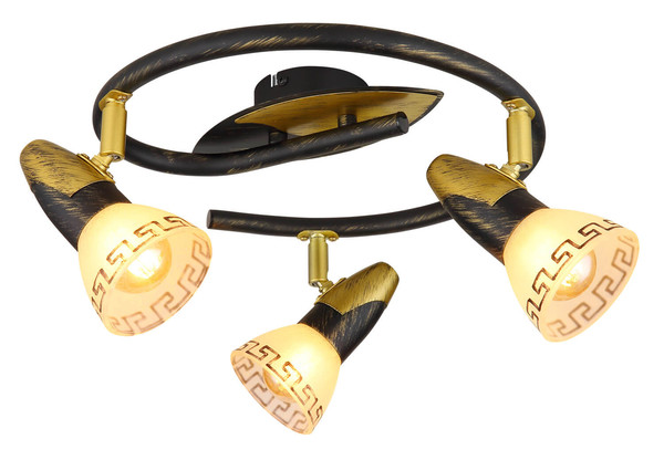 Globo Novara E14 Strahler 3-fach 40W Goldfarben Patiniert, Metall 0cm 5449-3