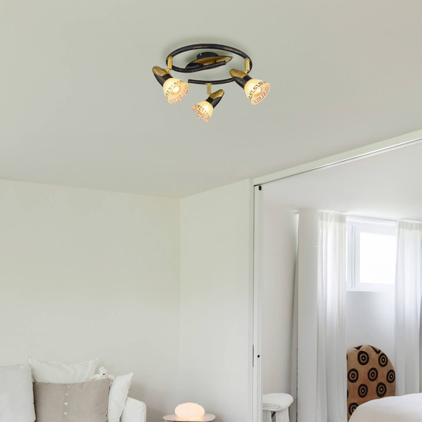 Globo Novara E14 Strahler 3-fach 40W Goldfarben Patiniert, Metall 0cm 5449-3