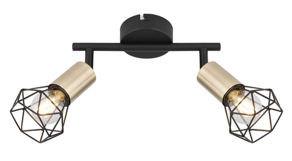 Globo Xara I E14 Strahler 2-fach 40W Schwarz, Metall Ø8cm 54802S-2AB