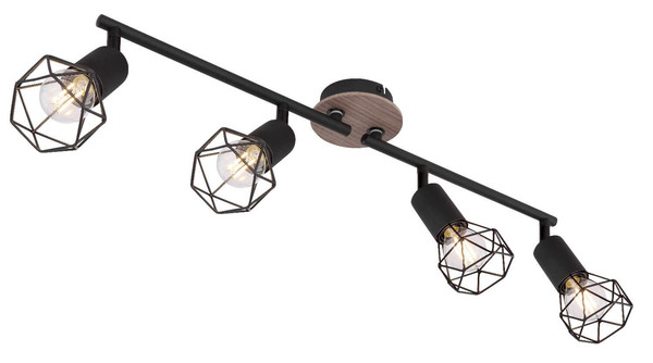 Globo Strahler Xara I 4-flammig E14 Schwarz Metall 60x21,5cm