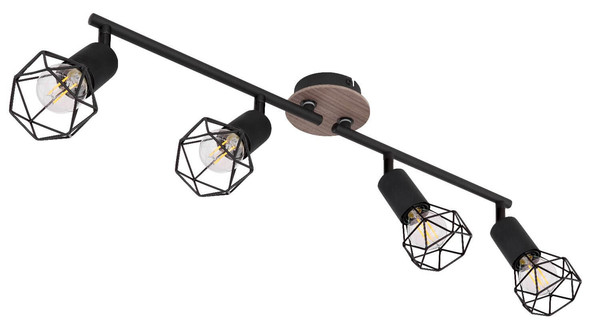 Globo Strahler Xara I 4-flammig E14 Schwarz Metall 60x21,5cm