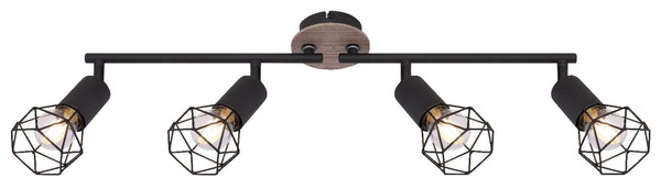 Globo Strahler Xara I 4-flammig E14 Schwarz Metall 60x21,5cm