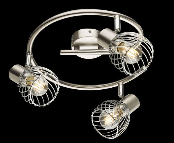 Globo Texas E14 Strahler 3-fach 40W Nickel Matt, Metall Ø8cm 54809-3