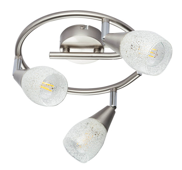 Globo Franziska E14 Strahler 3-fach 25W Nickel Matt, Metall 19cm 54813-3