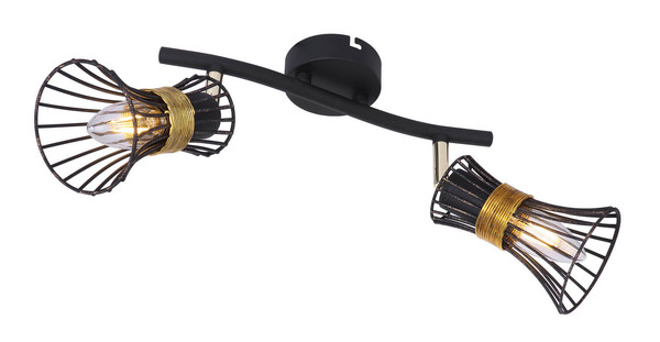 Globo Purra E14 Strahler 2-fach 40W Schwarz, Metall Ø9cm 54814-2