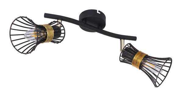 Globo Purra E14 Strahler 2-fach 40W Schwarz, Metall Ø9cm 54814-2