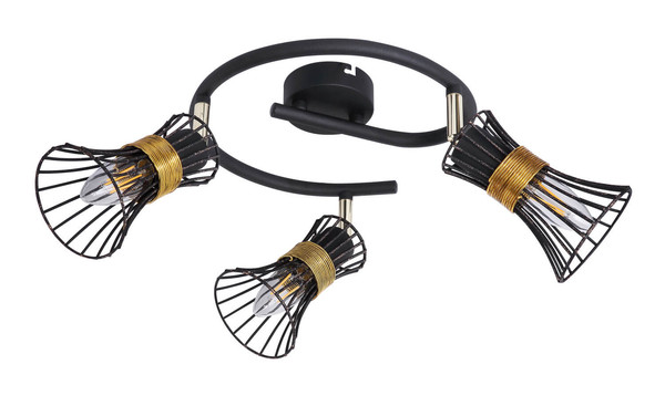 Globo Purra E14 Strahler 3-fach 40W Schwarz, Metall Ø9cm 54814-3