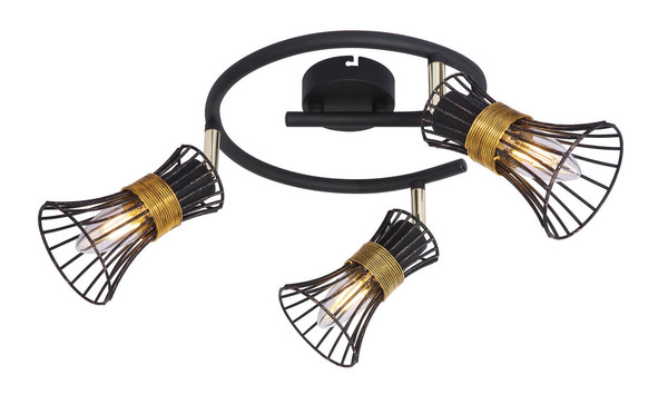 Globo Purra E14 Strahler 3-fach 40W Schwarz, Metall Ø9cm 54814-3