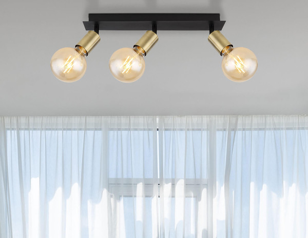 Globo Liliana E27 Strahler 3-fach 40W Schwarz Matt, Metall Ø4,3cm 54998-3B