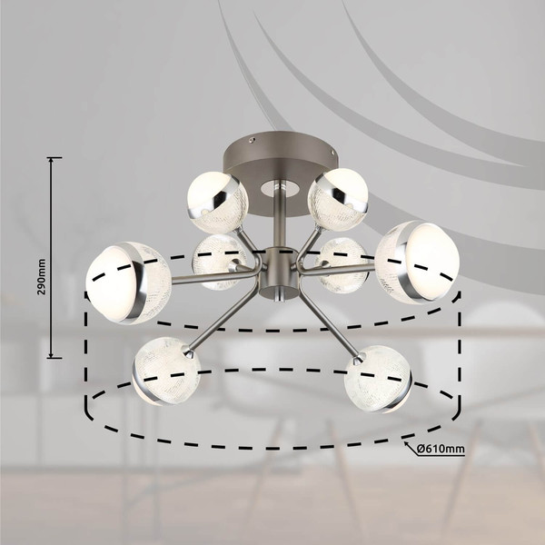 Globo LED Deckenleuchte Untsy 56W dimmbar Fernbedienung CCT warm-/tageslichtweiss Titanfarben gebürstet Metall Ø61cm