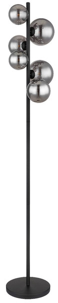 Globo LED Stehleuchte Riha 6-flammig G9 LED 6x 3,5W warmweiss Schwarz matt rauchfarben Metall Glas 155cm