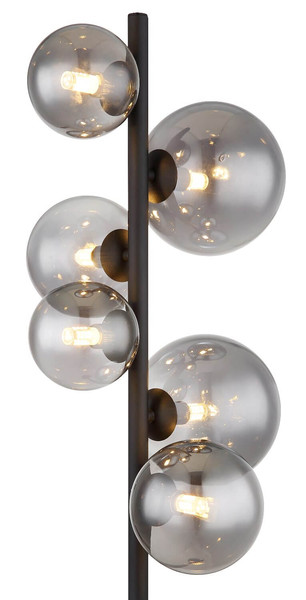 Globo LED Stehleuchte Riha 6-flammig G9 LED 6x 3,5W warmweiss Schwarz matt rauchfarben Metall Glas 155cm