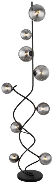 Globo LED Stehleuchte Riha 9-flammig G9 LED 9x 3,5W warmweiss Schwarz matt rauchfarben Metall Glas 162cm