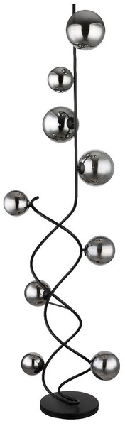 Globo LED Stehleuchte Riha 9-flammig G9 LED 9x 3,5W warmweiss Schwarz matt rauchfarben Metall Glas 162cm