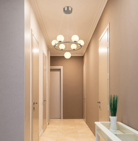 Globo Riha G9 Hängeleuchte 7-fach 3,50W Warmweiß Nickel Matt, Metall Ø12cm 56140-5H