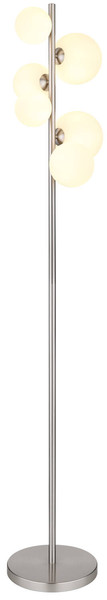 Globo Riha G9 Stehleuchte 6-fach 3,50W Warmweiß Nickel Matt, Metall 155cm 56140-6S