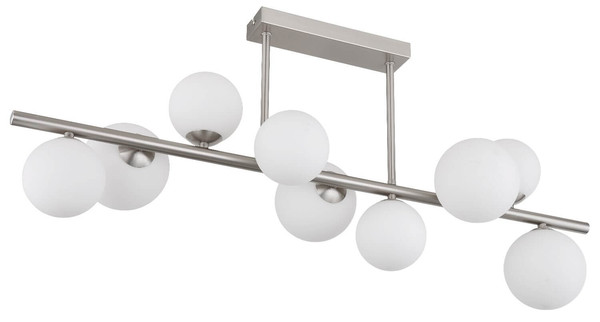 Globo LED Deckenleuchte Riha 9-flammig G9 LED 9x 3,5W warmweiss Nickel matt Metall Glas 87x37cm