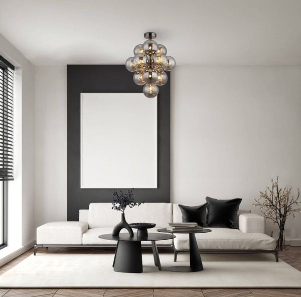 Globo Conor G9 Deckenleuchte 13-fach 4W Schwarz-Chrom, Metall Ø12cm 56146DG