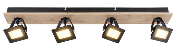 Globo Joya LED Strahler 4-fach 5W Warmweiß Schwarz Matt, Metall 11cm 56247-4B