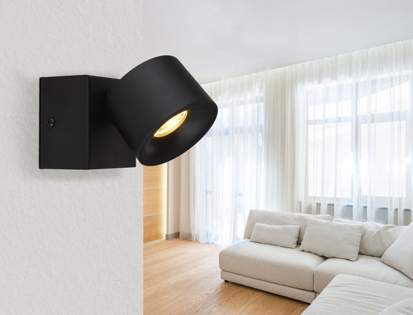 Globo Rae LED LED Strahler 6W Warmweiß Schwarz Matt, Metall Ø7,2cm 56961-1B