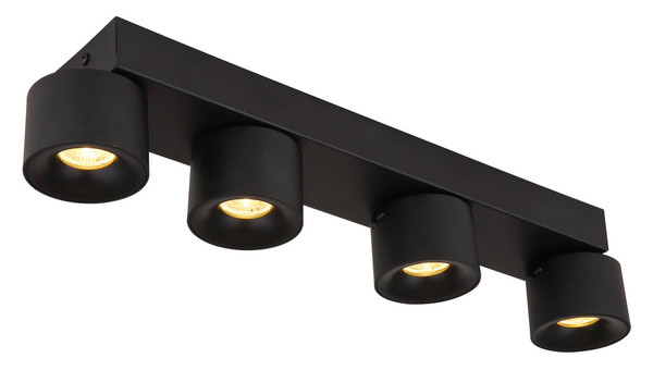 Globo Rae LED LED Strahler 4-fach 6W Warmweiß Schwarz Matt, Metall Ø7,2cm 56961-4B