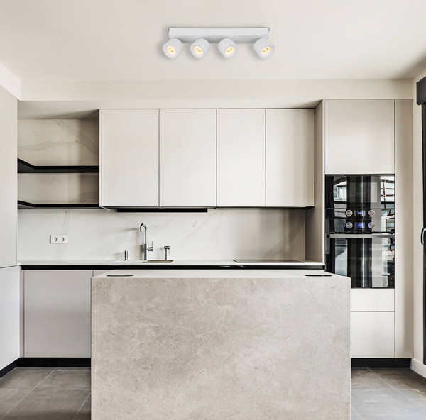 Globo Rae LED LED Strahler 4-fach 6W Warmweiß Weiß Matt, Metall Ø7,2cm 56961-4W