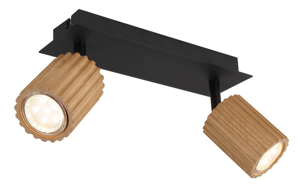 Globo Wenzel GU10 Strahler 2-fach 5W Schwarz Matt, Metall Ø6,5cm 57037-2