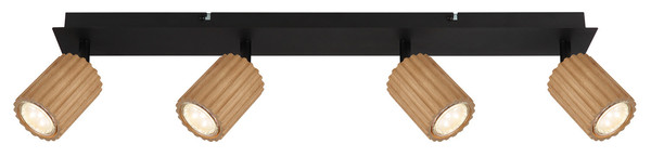 Globo Wenzel GU10 Strahler 4-fach 5W Schwarz Matt, Metall Ø6,5cm 57037-4