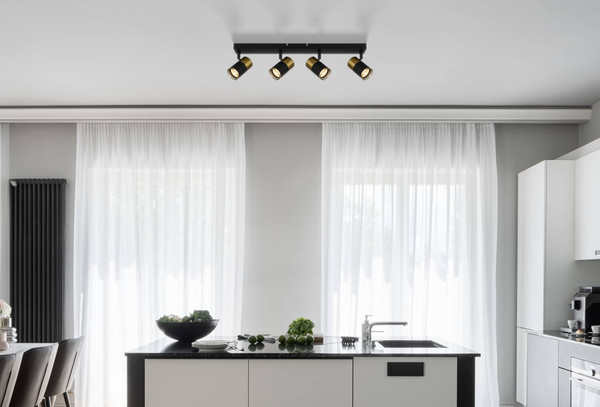 Globo Brisbon GU10 Strahler 4-fach 25W Schwarz Matt, Metall Ø5,5cm 57850-4