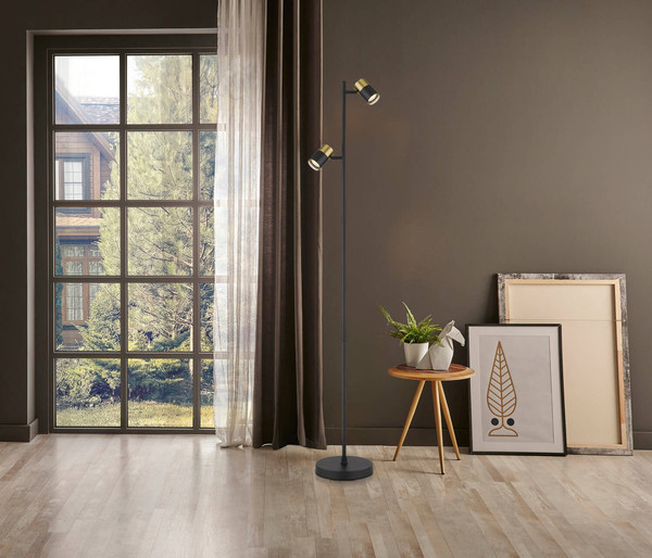 Globo Brisbon GU10 Stehleuchte 2-fach 5W Schwarz Matt, Metall Ø5,5cm 57850S