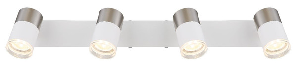 Globo Strahler Brisbon 4-flammig GU10 Weiß matt Nickel matt Metall Aluminium 56x12cm