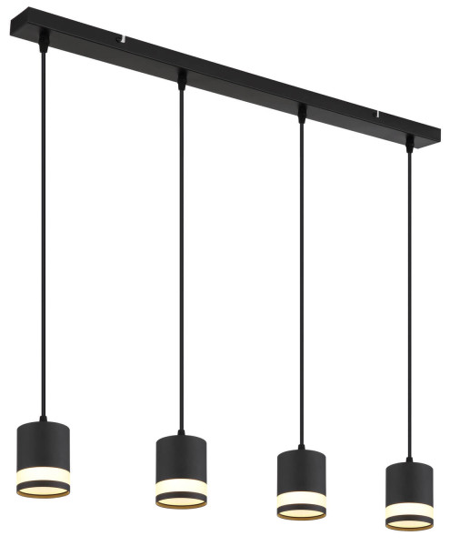 Globo Lucero GX53 Hängeleuchte 4-fach 7W Warmweiß Schwarz Matt, Metall Ø8,2cm 57852-4H